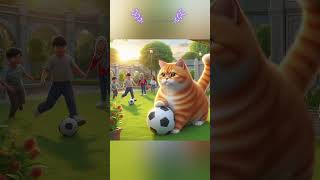 Cute Chubby Cat Plying Football ⚽️ shortvideocatshortscatlover [upl. by Tabib]