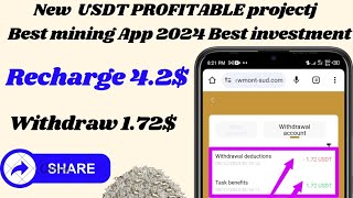 Latest✔USDT Online Earning Project 2024🎁Recharge 42Daily 172Make Team💯LongTerm Earn money [upl. by Plafker]