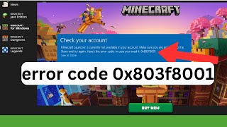 Minecraft launcher error code 0x803f8001 🎮💻🔧 [upl. by Noedig]