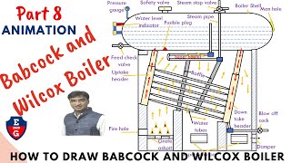 8 How to draw Babcock and Wilcox boiler animation [upl. by Corsetti]