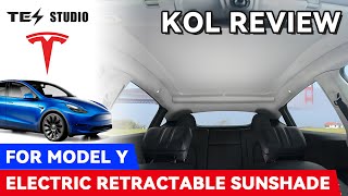 Tesla Model Y NEW Electric Sunshade with Improved Heat Reductionmegawatts tesstudio elonmusk [upl. by Levana]