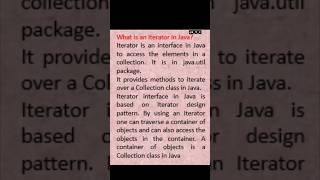 What is an iterator in java iterator java javainterviewquestions iteratorinjava sti [upl. by Kezer347]