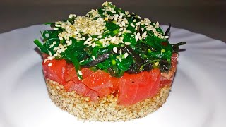 Wakame Seaweed Salad with Tuna  Healthy [upl. by Nelli]