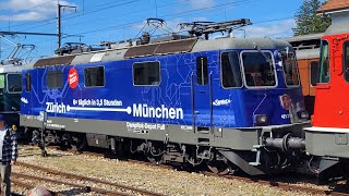 SBB ELokomotive Re 44 II in roter und blauer Farbgebung in Balsthal am 15092024 [upl. by Googins]