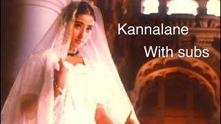 Kannalanae  Bombay  A R Rahman  synchronized Tamil lyrics song [upl. by Lesko481]