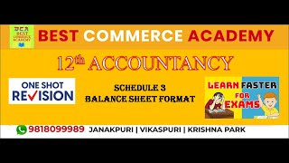 SCHEDULE 3  Format of Balance Sheet  Class 12  Book 3 [upl. by Ientirb73]