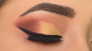 Golden eye makeup for Party  Wedding  Step by step eye makeup for beginners [upl. by Nile]