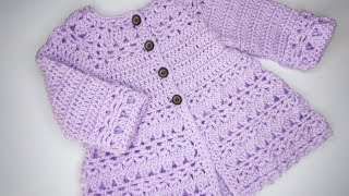 Crochet 84 How to crochet quotEnd of Summer quot baby cardigan  Part 1 [upl. by Aliakam]