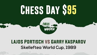 Lajos Portisch vs Garry Kasparov  Skelleftea World Cup 1989 [upl. by Nosylla]