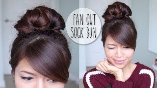 Everyday Fan Sock Bun Updo Hairstyle for Long Hair Tutorial [upl. by Marcos]