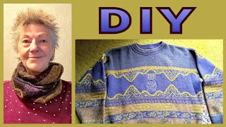 Loop aus Pullover herstellen • Ohne Nähmaschine • DIY  Julebuergerfee [upl. by Onitsirc312]