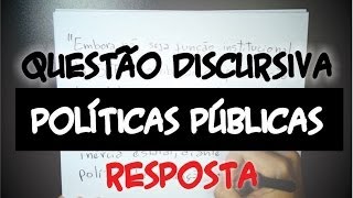 RESPOSTA  Questão discursiva  Políticas Públicas  Direito Constitucional [upl. by Ariik91]