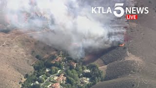 Crews battle County Fire threatening homes in Thousand Oaks [upl. by Rosio]