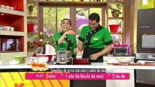 Receta Tamales de arroz con coco y salsa de cacahuate [upl. by Dimo37]