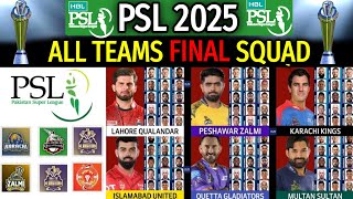 PSL 2025 Season 10  All Teams Full Squad  All Teams Players List PSL 2025 [upl. by Nosinned335]