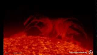 Solar flare  Prominence eruption to north of the Sun  NASA images of August 11 2012  Video Vax [upl. by Ahsirek]