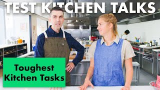 Pro Chefs Share Their Hardest Cooking Tasks  Test Kitchen Talks  Bon Appétit [upl. by Sdlonyer]