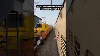 WAP7 overtakes DoubLE WAG5 engines at 110 kmph 😯 [upl. by Eimmas]