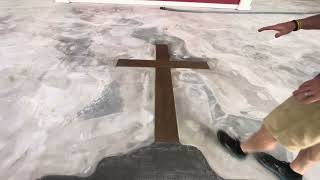 Metallic epoxy floor with concrete overlay cross in the floor [upl. by Vokaay]