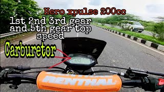 Hero xpulse 200cc 1st 2nd 3rd and 5th gear top speed [upl. by Donovan]