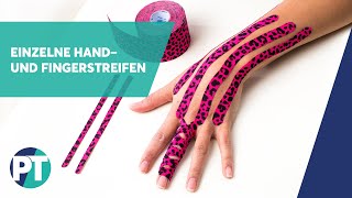 Einzelne Hand– und Fingerstreifen  Lymphtaping  PhysioTape [upl. by Ahsyek]