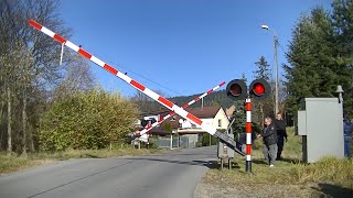 Spoorwegovergang Limanowa PL  Railroad crossing  Przejazd kolejowy [upl. by Ydnerb]