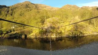 Crossing the Steall rope bridge in Glen Nevis [upl. by Nyvrem]