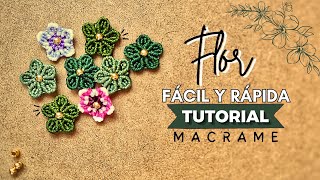 🌸Cómo hacer flor de macramé mini con cuenta en el centro  DIY Macrame Flower  Easy Tutorial 47 [upl. by Ayerf]