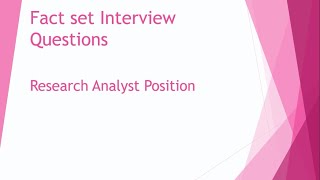 Factset Research Analyst Interview Questions  Factset Interview Questions  Interview [upl. by Thar701]