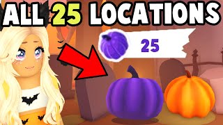 All 25 Purple Pumpkin Locations in Adopt Me DIFFICULT [upl. by Nohsal]