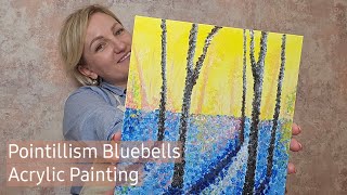 7 Pointillism Bluebells Acrylic Painting [upl. by Etnaed]