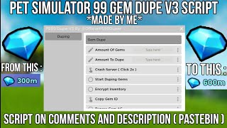 Pet Simulator 99 New OP💎Gem Dupe V3💎Script Made By MeWorking All Executor New Update 2024 Pastebin [upl. by Ellertal]