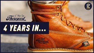 THOROGOOD MOC TOE BOOTS REVIEW  4 Year Update  Stylish 6 Inch Tobacco Heritage Boot [upl. by Airalav765]