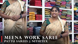 💕✨Meena work nithikshana saree 😍✨  lowest price  saree elampillai [upl. by Notneiuq]