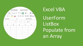 Excel VBA UserForm Listbox Populate from an Array [upl. by Eerehs42]