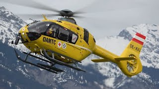 EC135 Christophorus 1 ÖAMTC rescue helicopter landing at Innsbruck Airport OEXVJ [upl. by Inoj554]