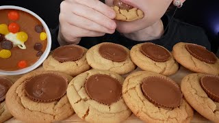 ASMR Reeses Chocolate Peanut Butter Cookies amp Candy Ice Cream Dessert Mukbang  Eating Sounds 먹방 [upl. by Rufford]