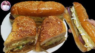 Famous Karachi Ande Wala Burger Recipe  Special Egg Shami Burger Recipe By Musarat Food Secrets [upl. by Annol]