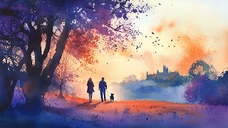 Tranquil Evening Stroll  4K Watercolor Art for TV Wallpaper [upl. by Zwick]