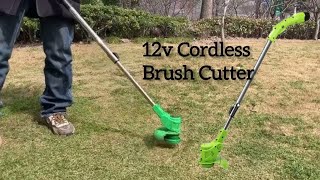 12v Cordless Brush Cutter Unboxing and Review by FE [upl. by Keryt]