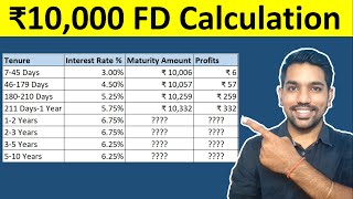 FD Interest Calculation Examples  ₹10000 for next 5 Years  Fixed Deposit Calculator [upl. by Adnohs]