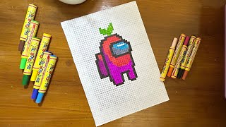 AMONG US  PIXEL ART  Easy Step by Step Tutorial  For Beginners [upl. by Denison]