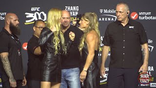 Holly Holm vs Kayla Harrison LONG FIRST Face Off at UFC 300 [upl. by Brittain]