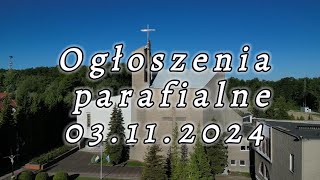 Ogłoszenia parafialne 3 listopada 2024 [upl. by Ingemar]