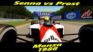 Assetto Corsa 100 OnBoard Senna vs Prost Formula 1 on 1 McLaren Honda MP44 Monza 1988 [upl. by Nanreh]