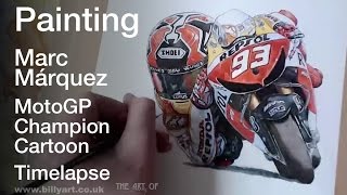 Watercolor Painting Marc Márquez MotoGP Champion on the Repsol Honda cartoon art timelapse [upl. by Paul]