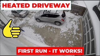 DIY Heated Driveway Melting Snow Time Lapse First Run Ever It Works  Episode 48 1312021 [upl. by Doowron]