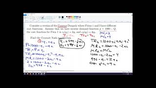 Cournot Duopoly Nash Equilibrium Example [upl. by Guod593]