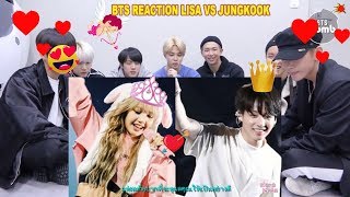 BTS reaction Lisa and Jungkook looked at each other Moment of love for BLACKPINK and Bangtanboys [upl. by Nylcoj]