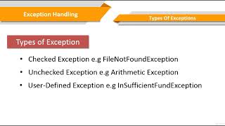 Exception Types in Java  Lecture 62 [upl. by Hinman]